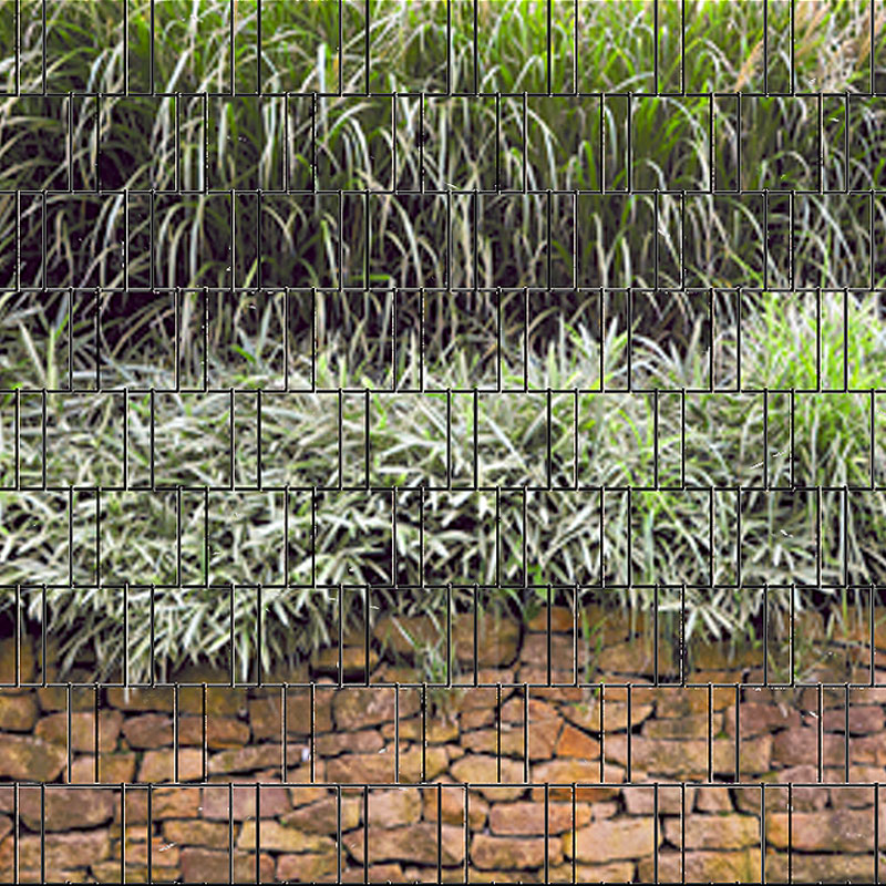 Steinmauer - Bedruckter Sichtschutz Streifen Rolle Doppelstab Zaun