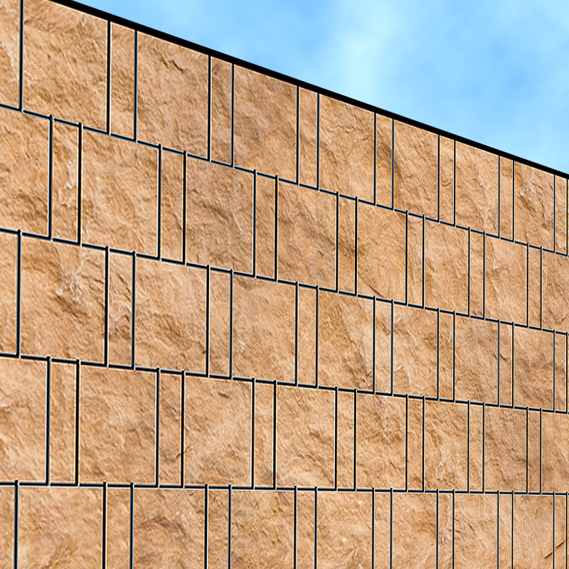 Sandsteinwand - Bedruckter Sichtschutz Streifen Rolle Doppelstab Zaun