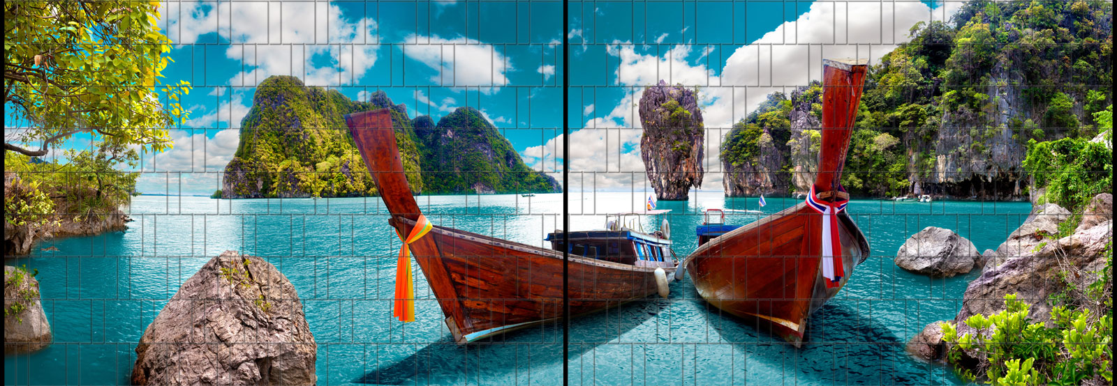 Boote - Panorama XL bedruckte Sichtschutzstreifen für Doppelstabmattenzaun