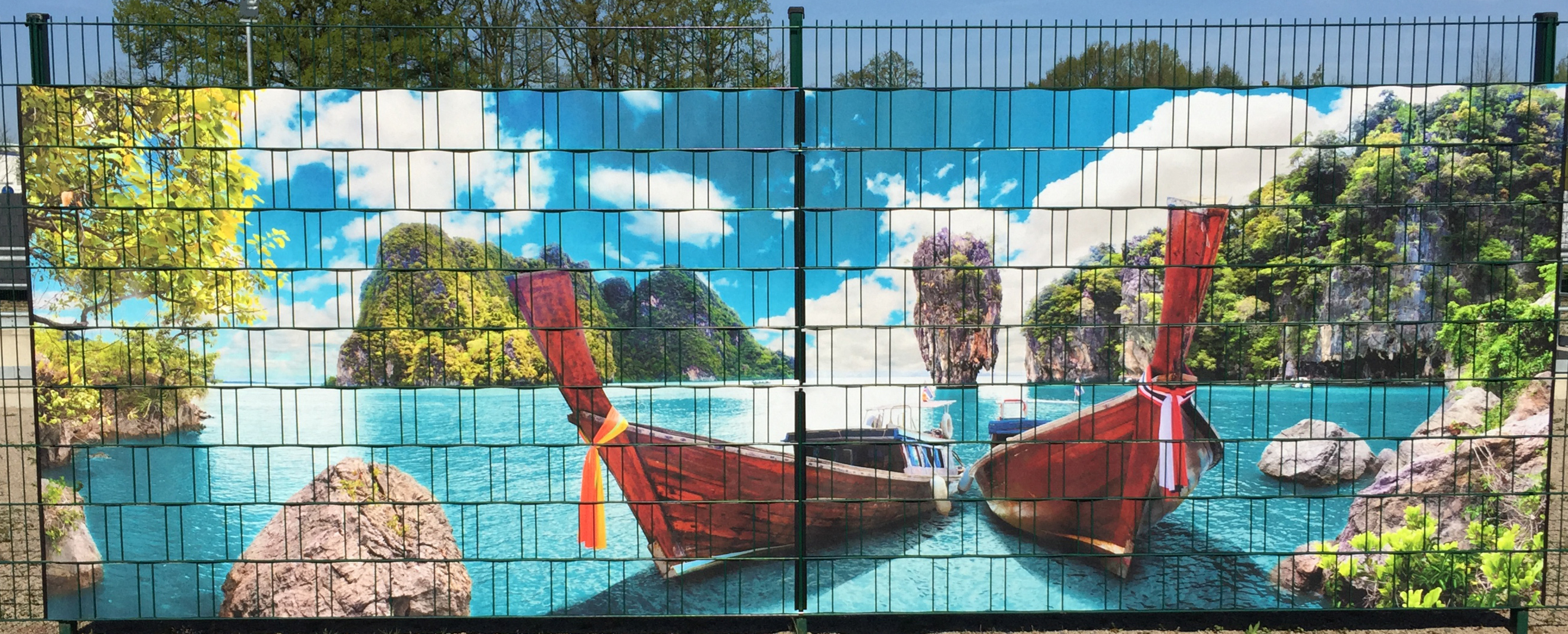 Boote - Panorama XL bedruckte Sichtschutzstreifen für Doppelstabmattenzaun